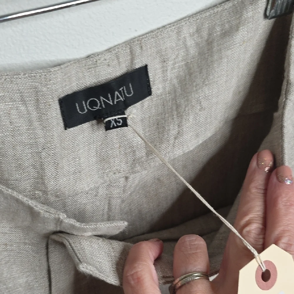 NwT Uqnatu Hollywood Natural 100% Linen Beige Pants Xs - Picture 5 of 8